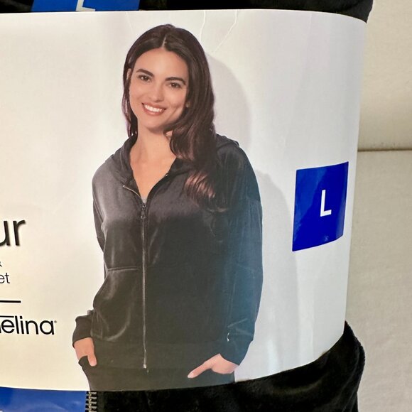 Felina Women's Luxe Velour Track Suit Size L Black Soft Loungewear Relax Fit NEW - Picture 4 of 11